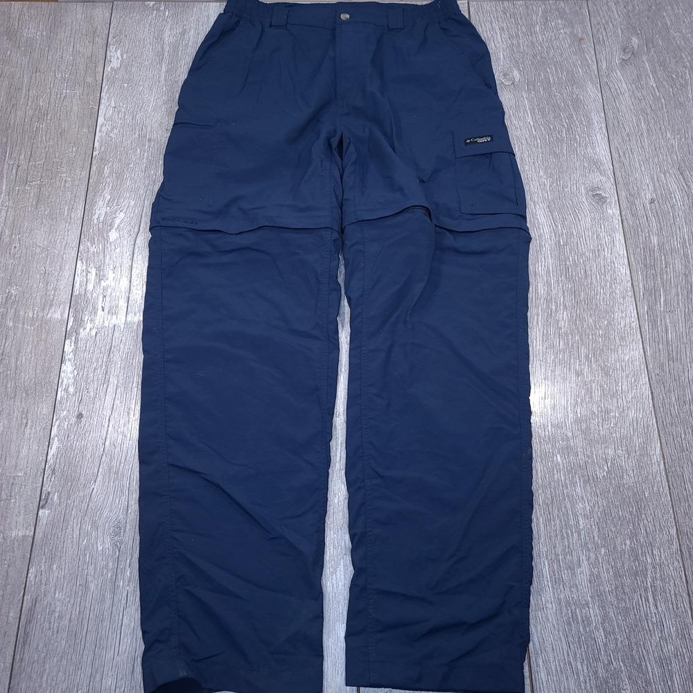 Columbia Convertible Cargo Pants Mens Medium Navy Blue GRT Hiking Zip Off